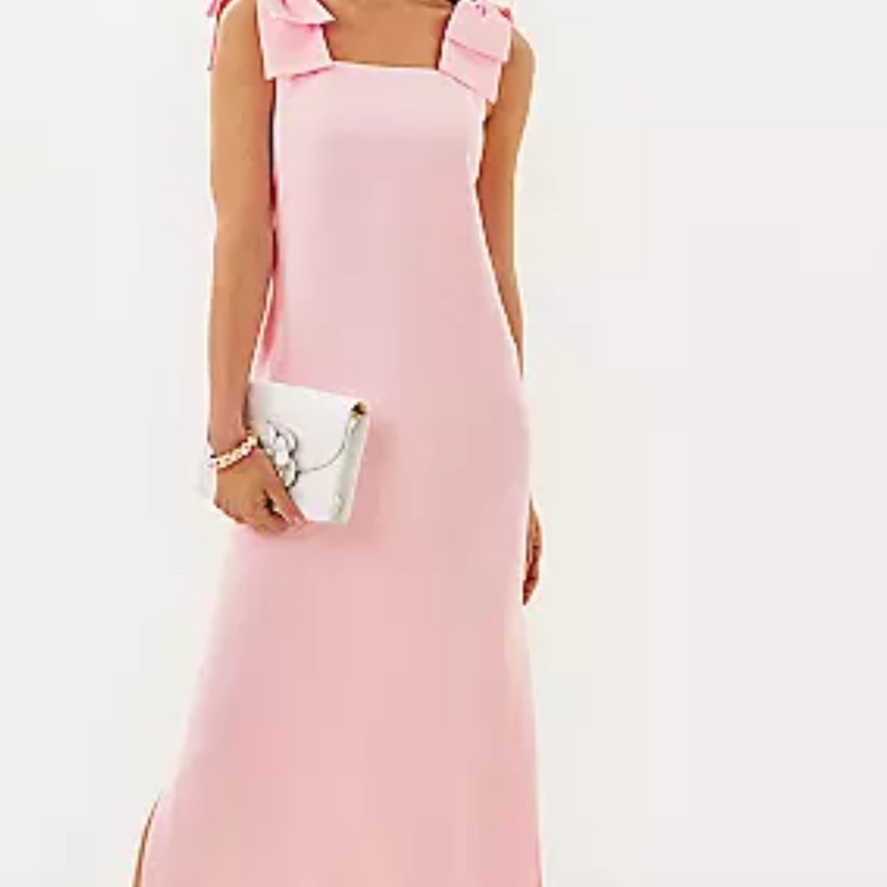 Lilly Pulitzer Pink Maxi Dress with Bow Straps